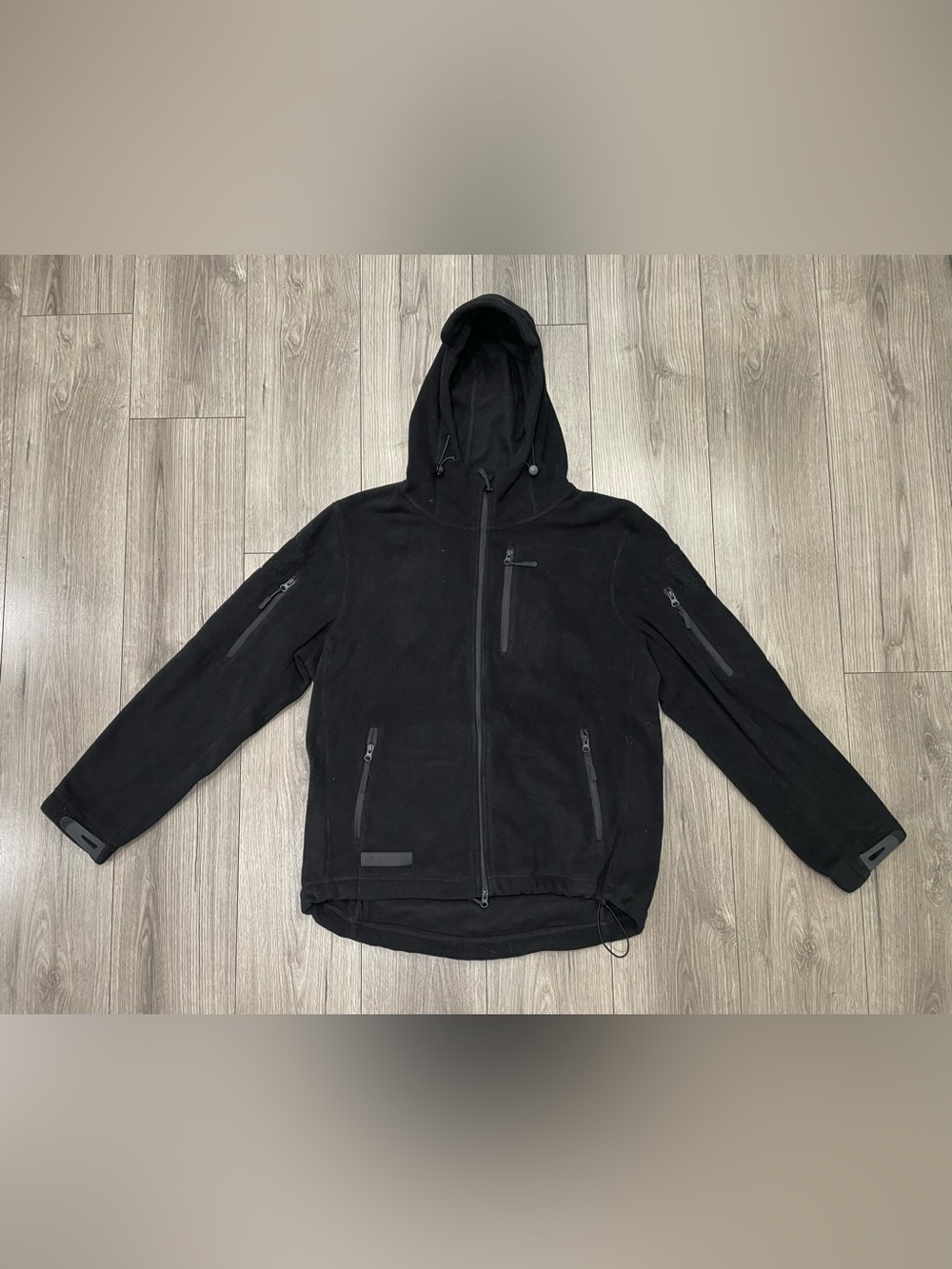 BAERSkin 3 Jacket Mens Large Black Tactical Fleece Hooded Zip Pockets Full Zip